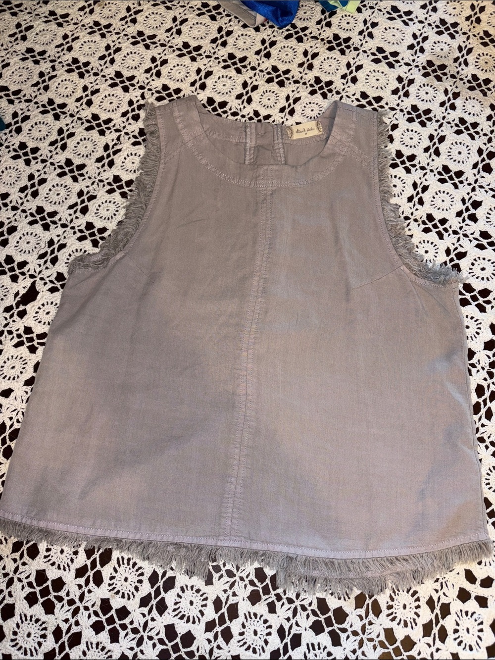 Altar'd State Light Gray Fringe Trim Sleeveless Tank